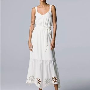 Women's Simply Vera Vera Wang Embroidered-Hem Maxi Tank Dress in White